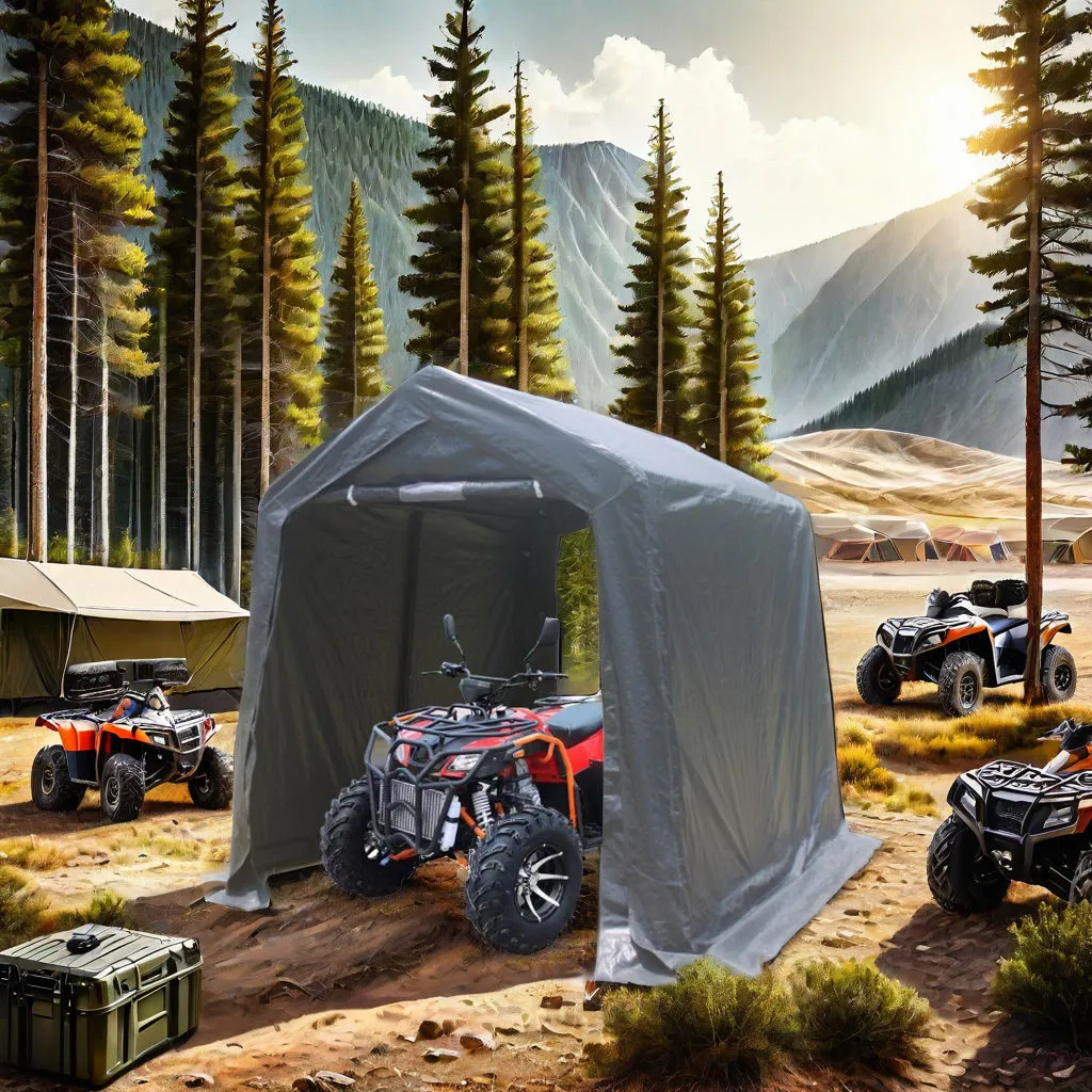 7x12 ft Outdoor Gazebo Portable Storage Shelter Shed with 2 Roll