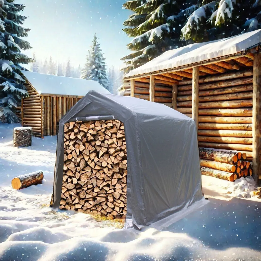 7x12 ft Outdoor Gazebo Portable Storage Shelter Shed with 2 Roll