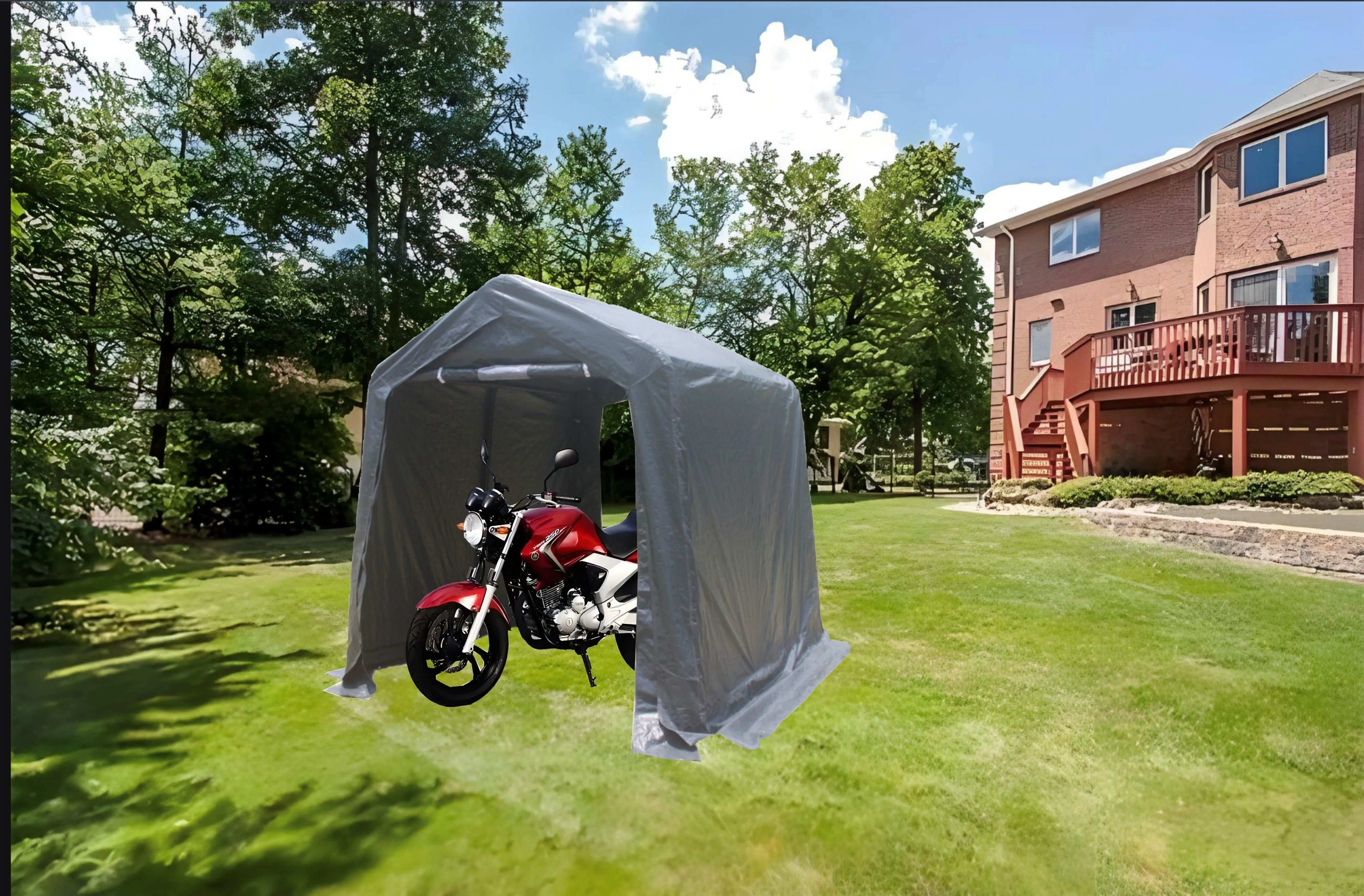 7x12 ft Outdoor Gazebo Portable Storage Shelter Shed with 2 Roll