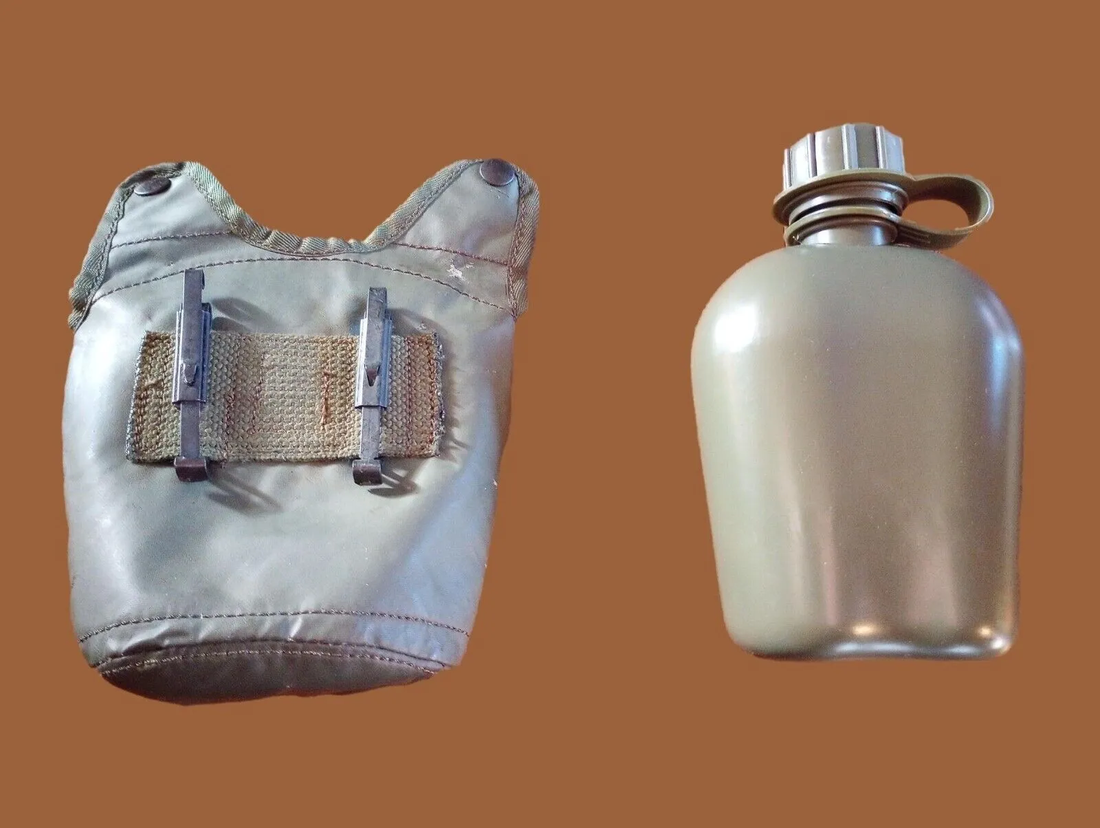 BELGIAN ARMY MILITARY 1 QUART CANTEEN & COVER ALICE GEAR