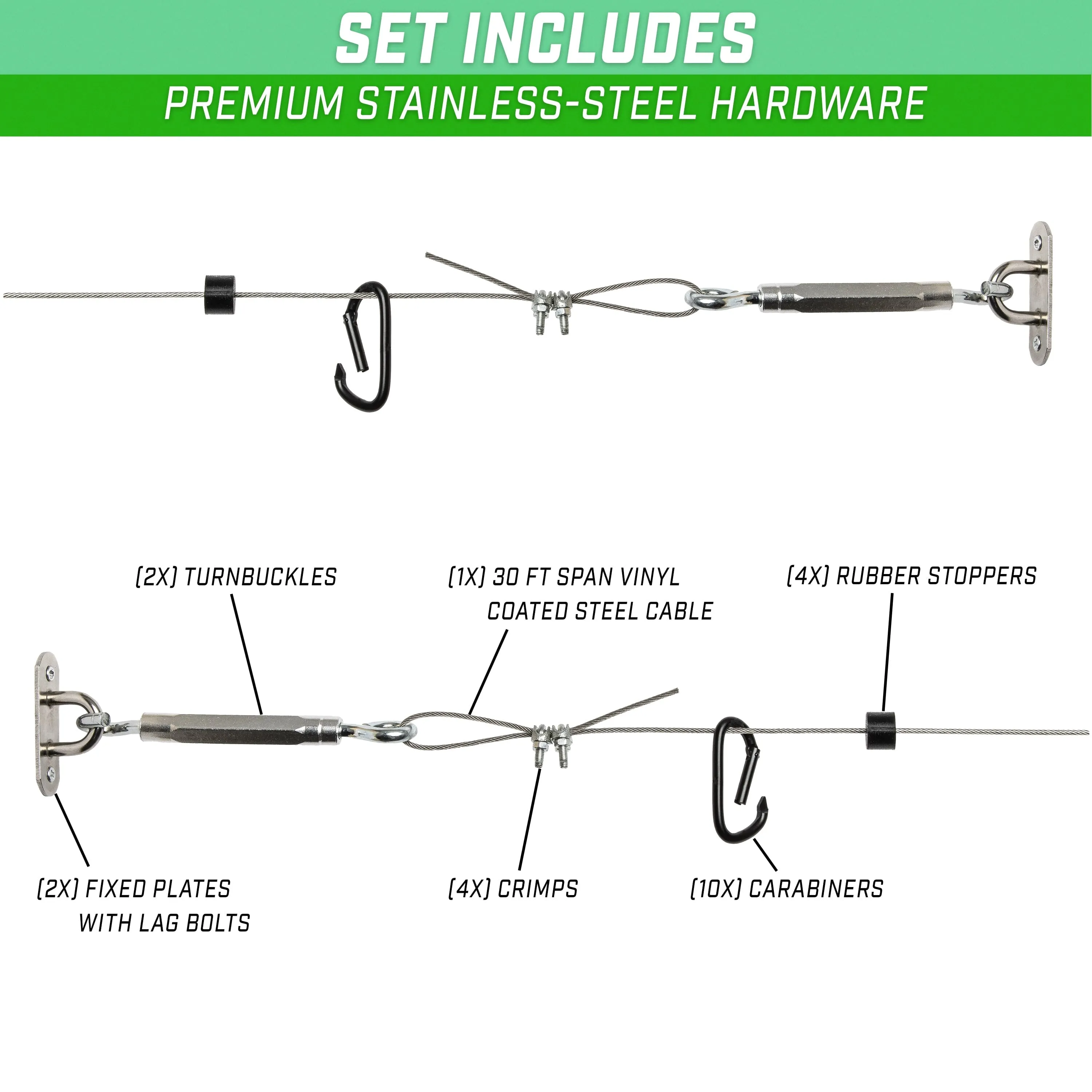 GoSports 30 ft Span Adjustable Wire Hanging Kit