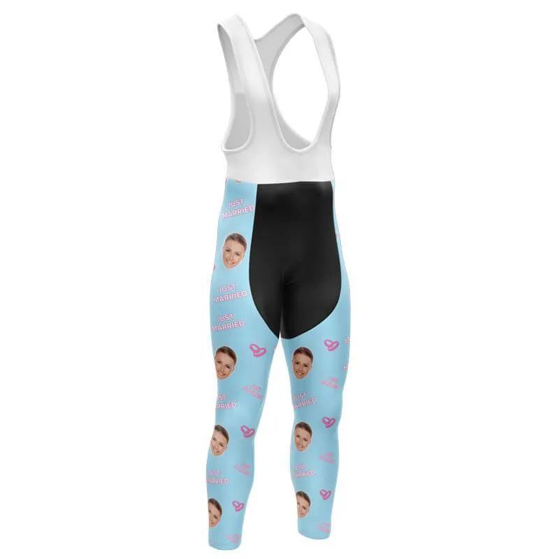 Just Married Custom Face Bib Pants (Blue)