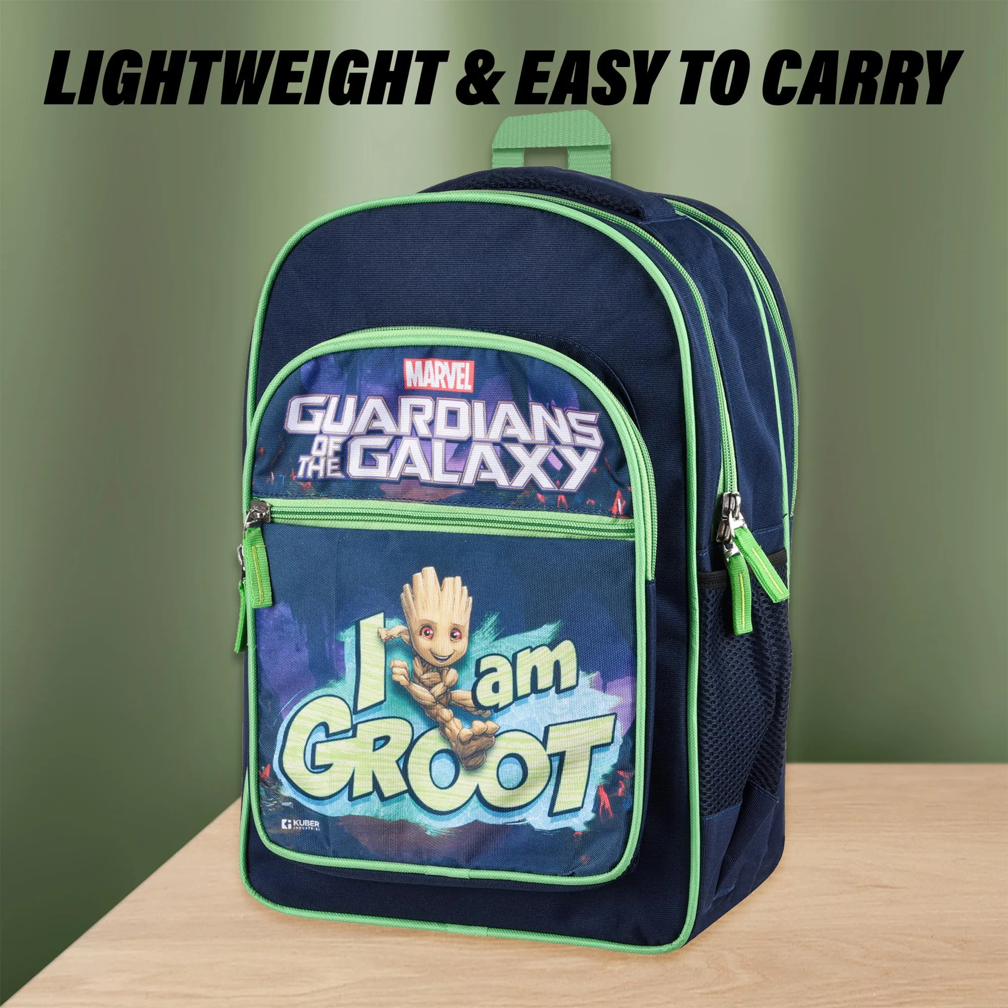 Kuber Industries Marvel I am Groot School Bags | Kids School Bags | Student Bookbag | Travel Backpack | School Bag for Girls & Boys | School Bag with 4 Compartments | Navy Blue