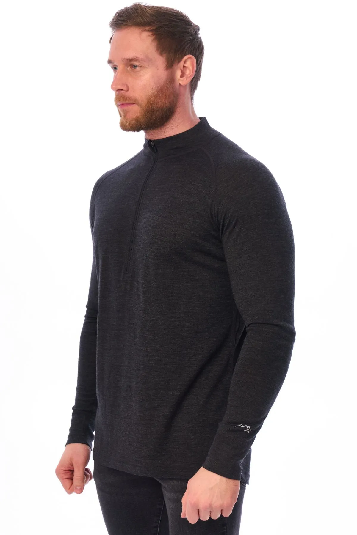 Men's Merino Half Zip Long Sleeve 165 Charcoal Grey