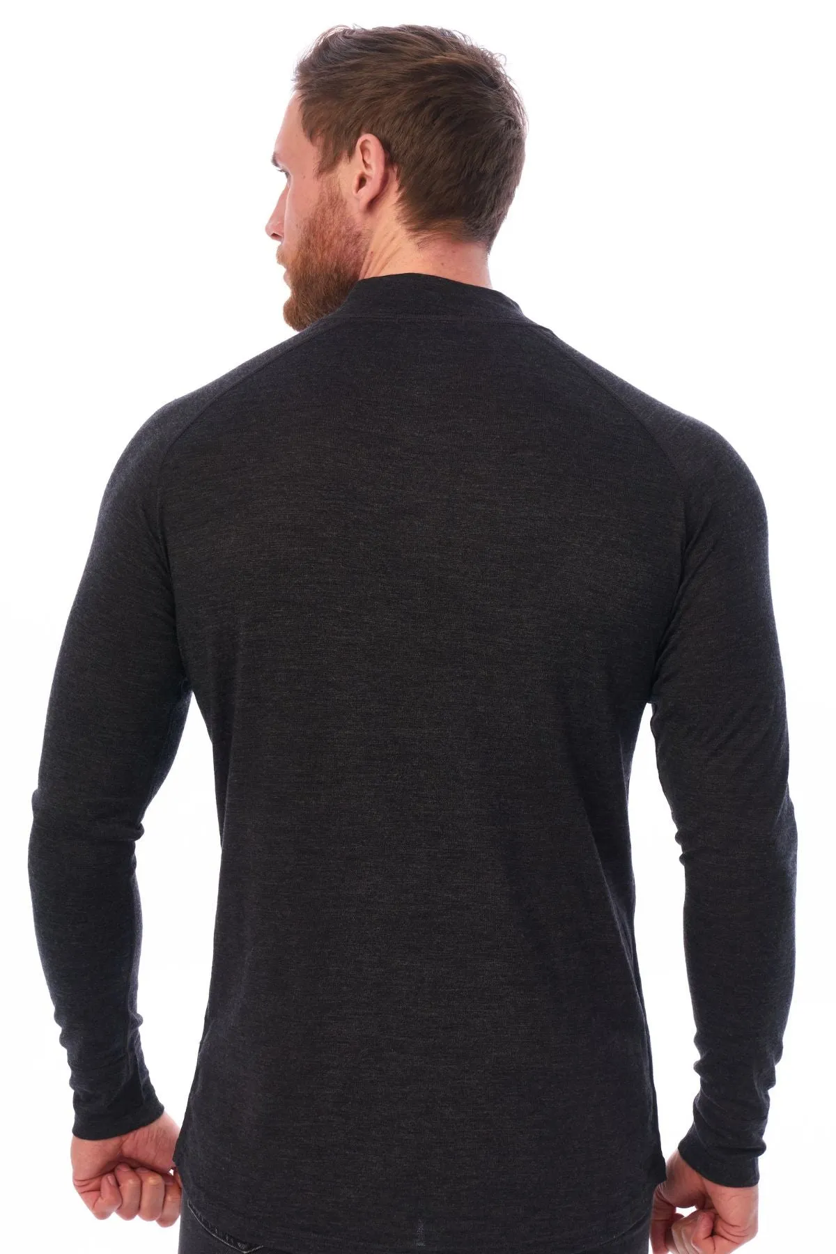Men's Merino Half Zip Long Sleeve 165 Charcoal Grey