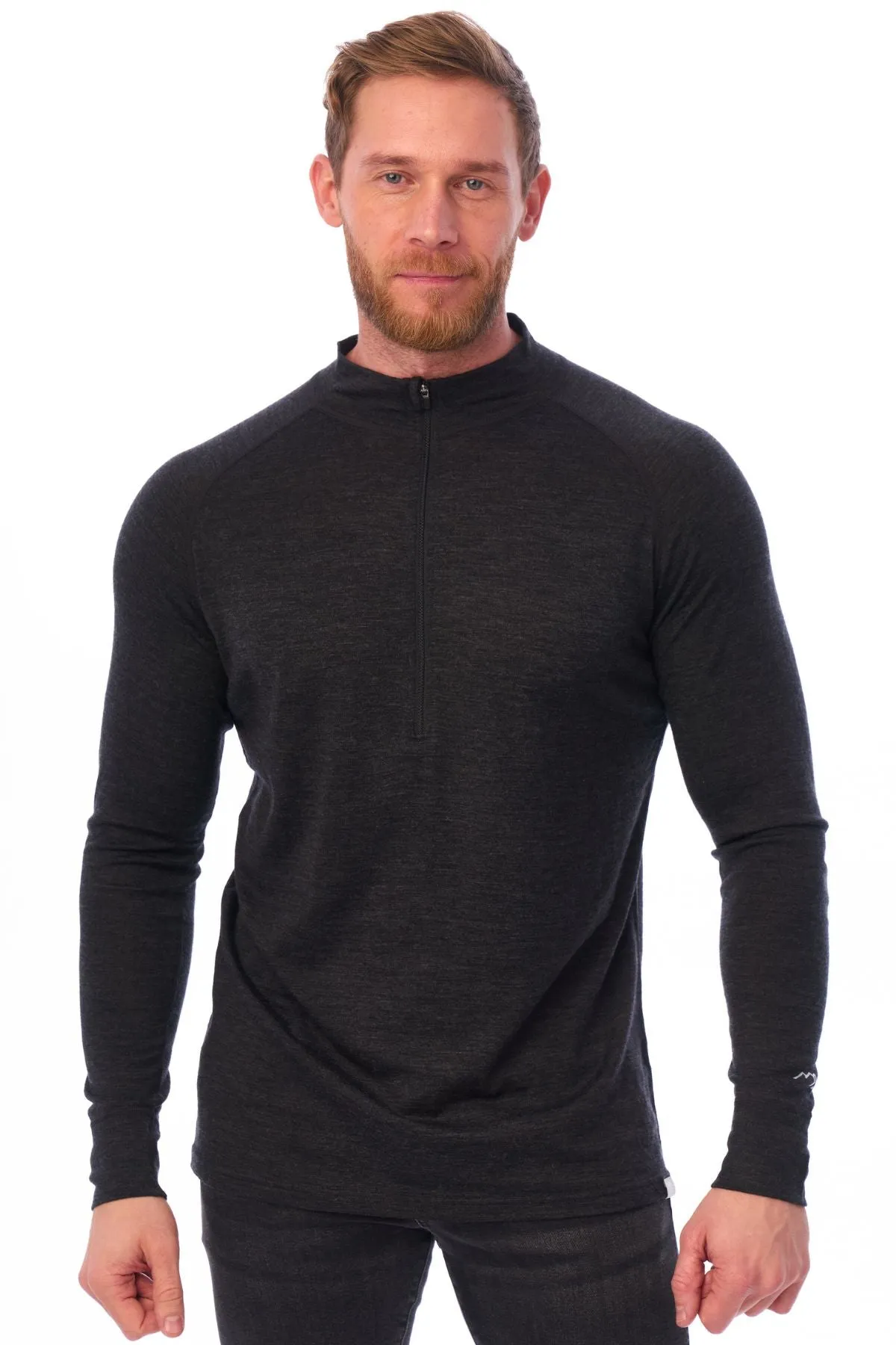 Men's Merino Half Zip Long Sleeve 165 Charcoal Grey
