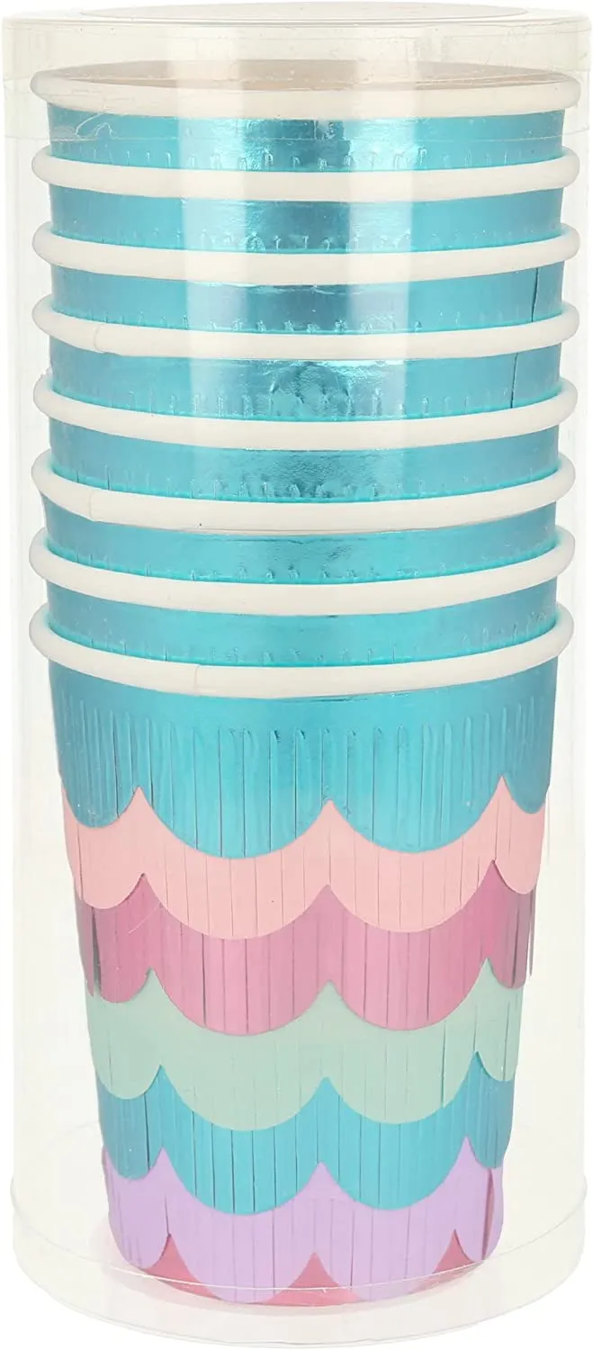 Meri Meri Mermaid Scalloped Fringe Cups (Pack of 8)