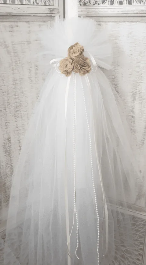 Orthodox Christening Candle - Floral Princess