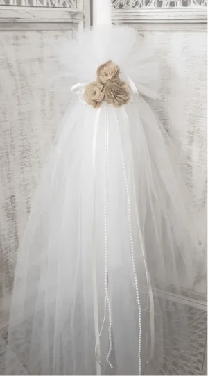 Orthodox Christening Candle - Floral Princess
